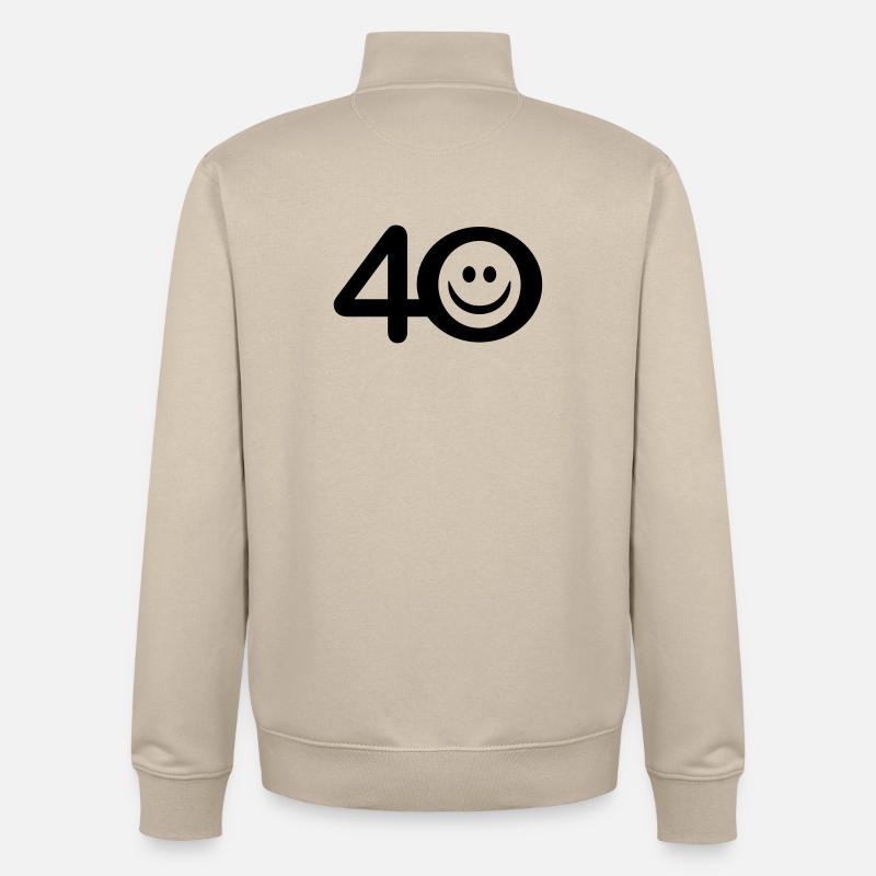 Zum Vierzigsten: 40 mit Lächel-Emoticon - Unisex Organic Zip Sweatshirt von Stanley/Stella - Cremebeige