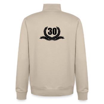 Laurel wreath 30 YEARS - Unisex Organic Zip Sweatshirt by Stanley/Stella - desert dust - Back - AI Model Male 185 dark (185cm)
