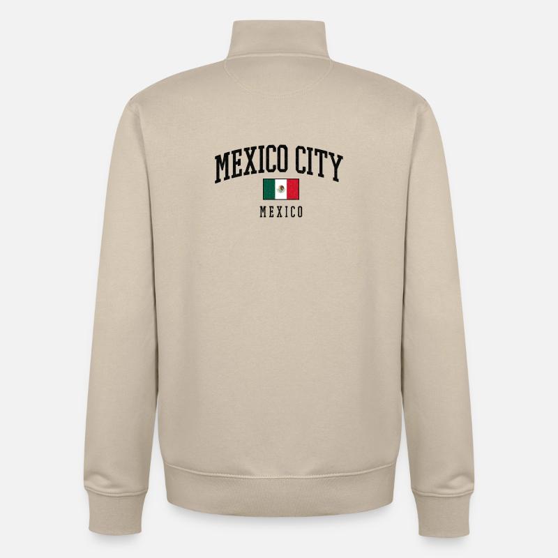 Lettrage de Mexico avec drapeau - Sweat zippé unisexe en coton bio Stanley/Stella - beige crème