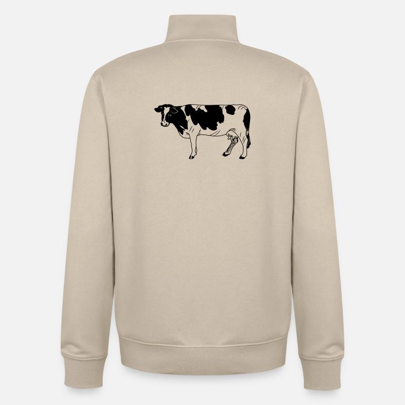 Kuh schwarzpelzig, Milchrasse - Unisex Organic Zip Sweatshirt von Stanley/Stella - Cremebeige