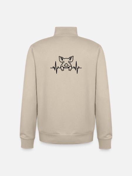 Schwein Herzschlag – Süßes Ferkel - Unisex Organic Zip Sweatshirt von Stanley/Stella - Cremebeige