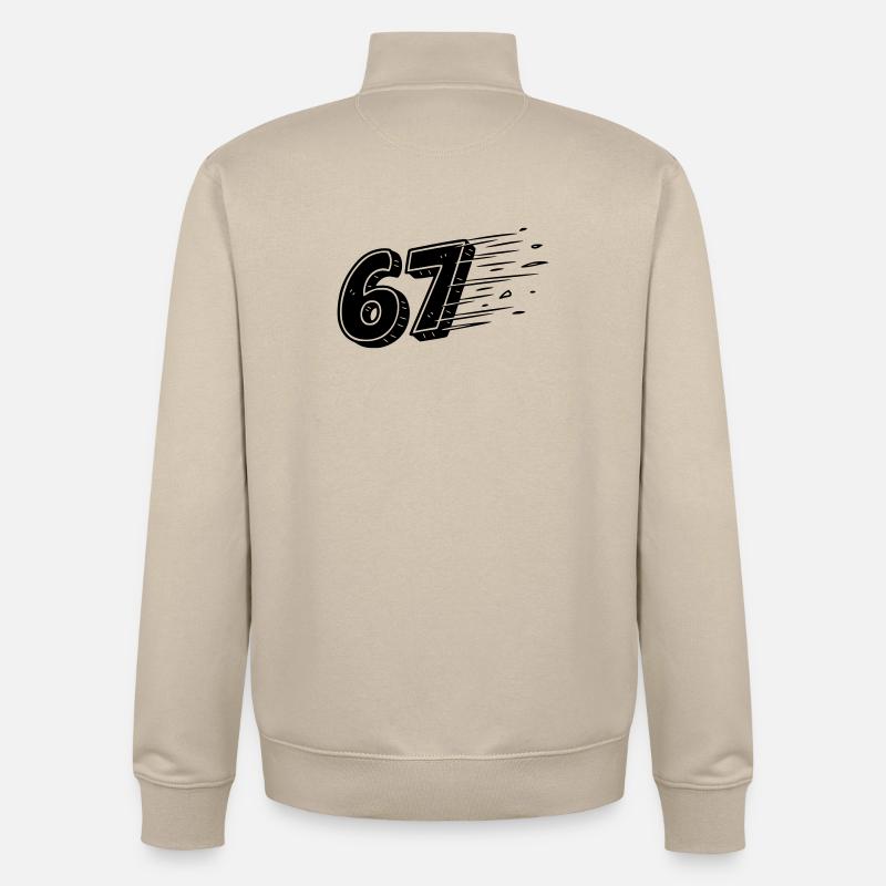 67 Meme Speedlines – Schnelle Comiczahl - Unisex Organic Zip Sweatshirt von Stanley/Stella - Cremebeige