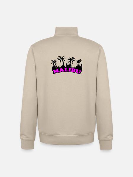 Malibu Neon Pink Font - Unisex Organic Zip Sweatshirt by Stanley/Stella - desert dust
