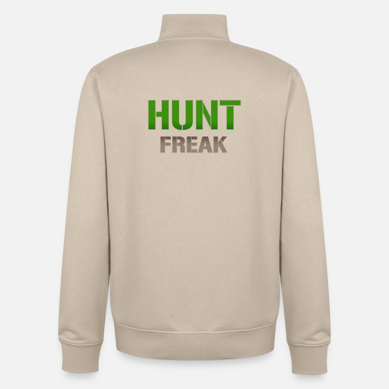 Typographie de la boule verte de Hunt Freak - Sweat zippé unisexe en coton bio Stanley/Stella - beige crème