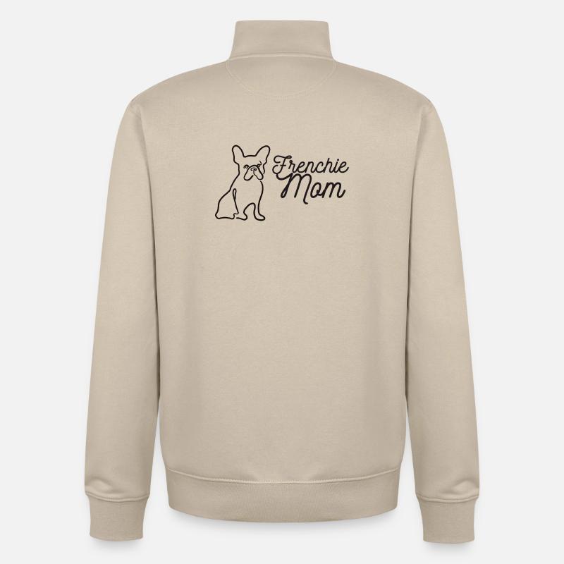 Frenchie Mom Silhouette Script Lineart - Unisex Organic Zip Sweatshirt by Stanley/Stella - desert dust