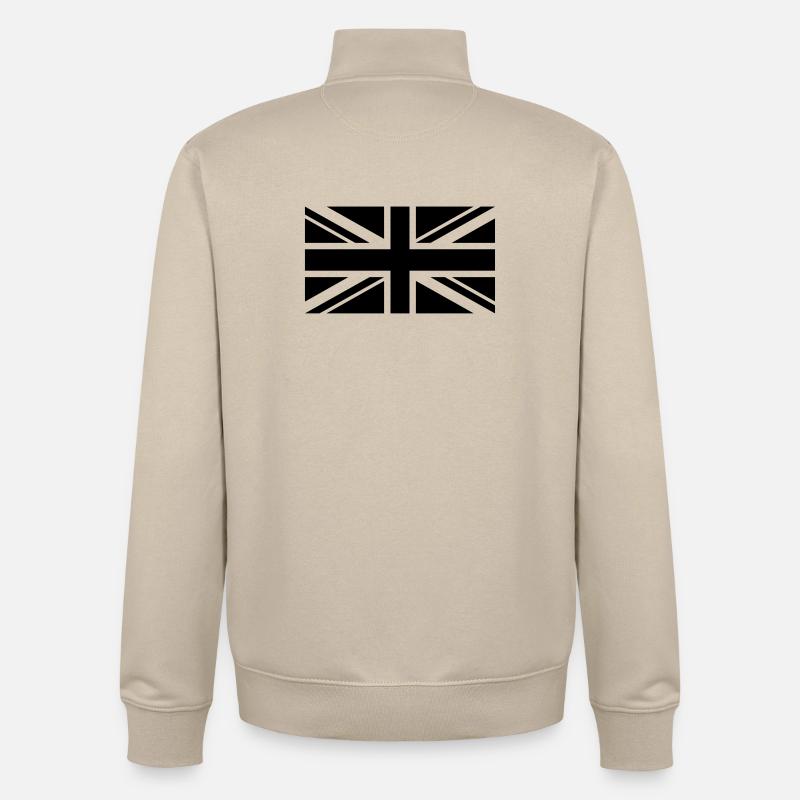 Plaine de drapeau Angleterre - Sweat zippé unisexe en coton bio Stanley/Stella - beige crème