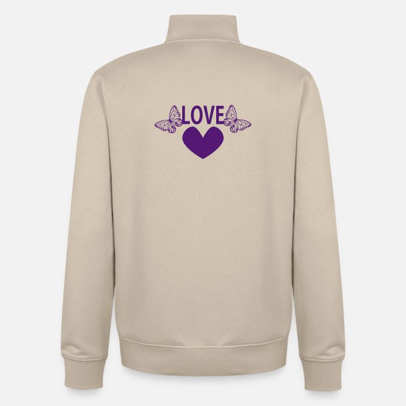 AMOUR - Sweat zippé unisexe en coton bio Stanley/Stella - beige crème