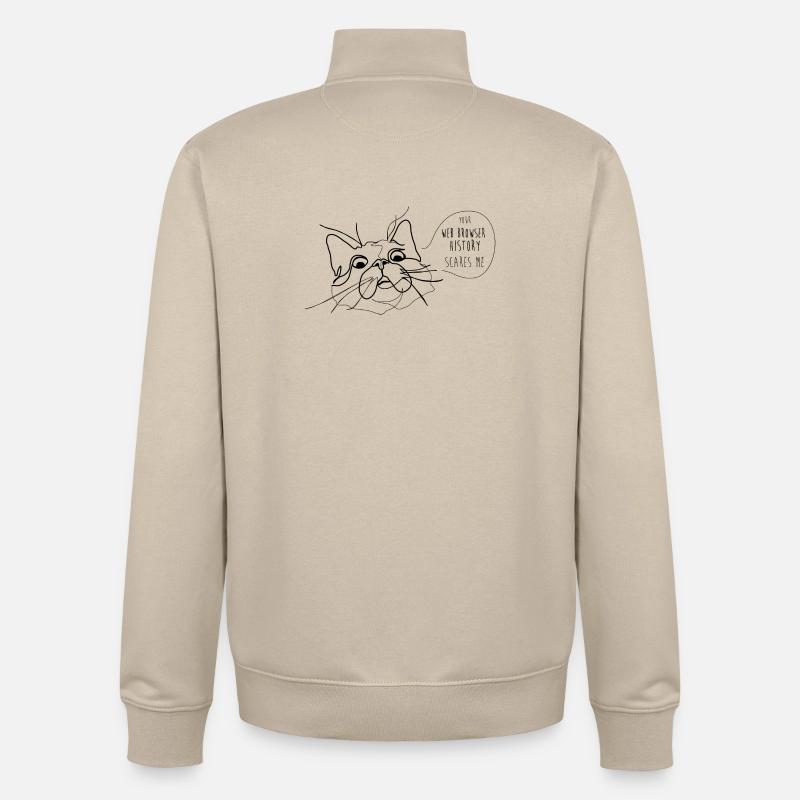 Cat Meme - Historique du navigateur Web effrayant - Sweat zippé unisexe en coton bio Stanley/Stella - beige crème
