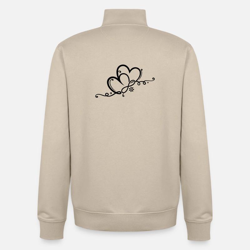Zwei Herzen mit Blume und infinity - Unisex Organic Zip Sweatshirt von Stanley/Stella - Cremebeige