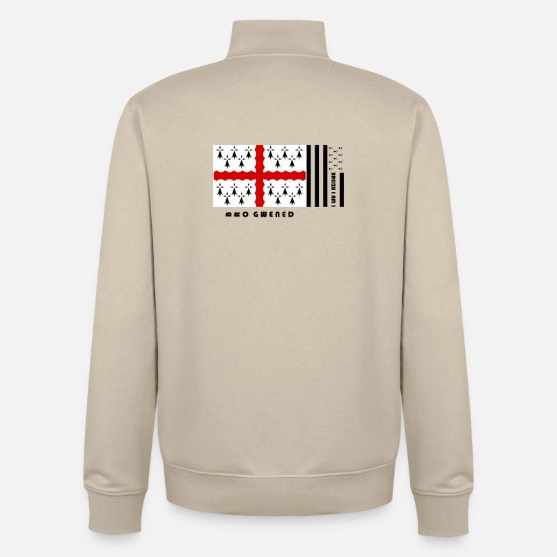 Bretaña - Escudo de armas Pays de Vannes - Sudadera unisex con cremallera de algodón orgánico de Stanley/Stella - beige crema
