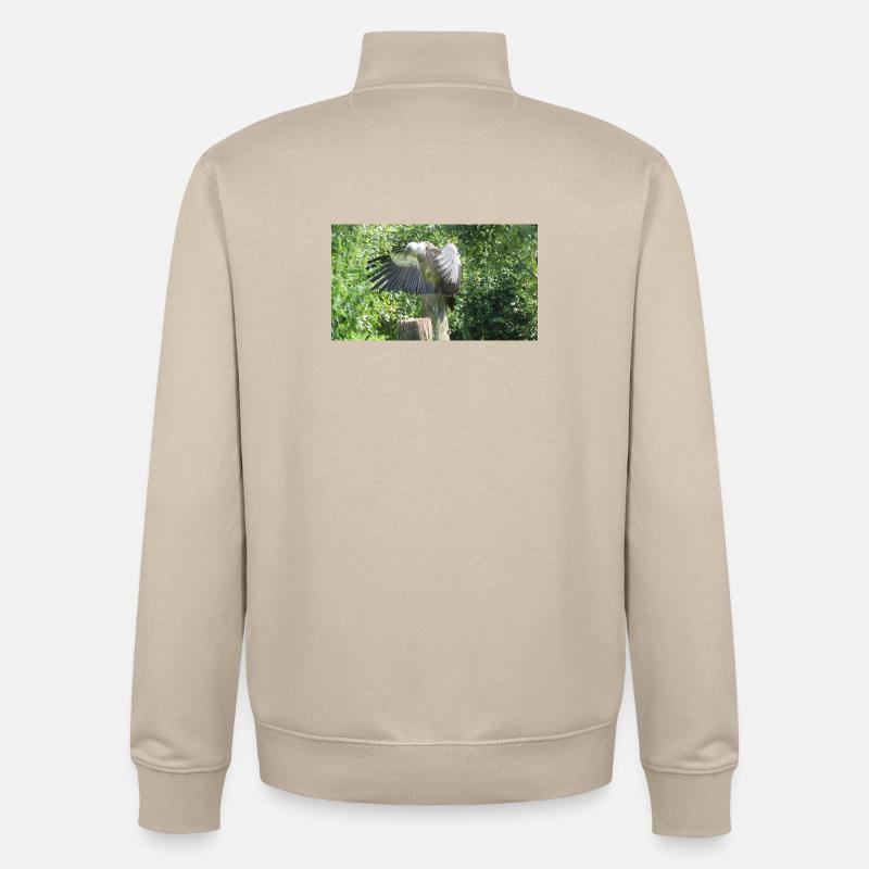 Beau grand vautour aux ailes déployées - Sweat zippé unisexe en coton bio Stanley/Stella - beige crème