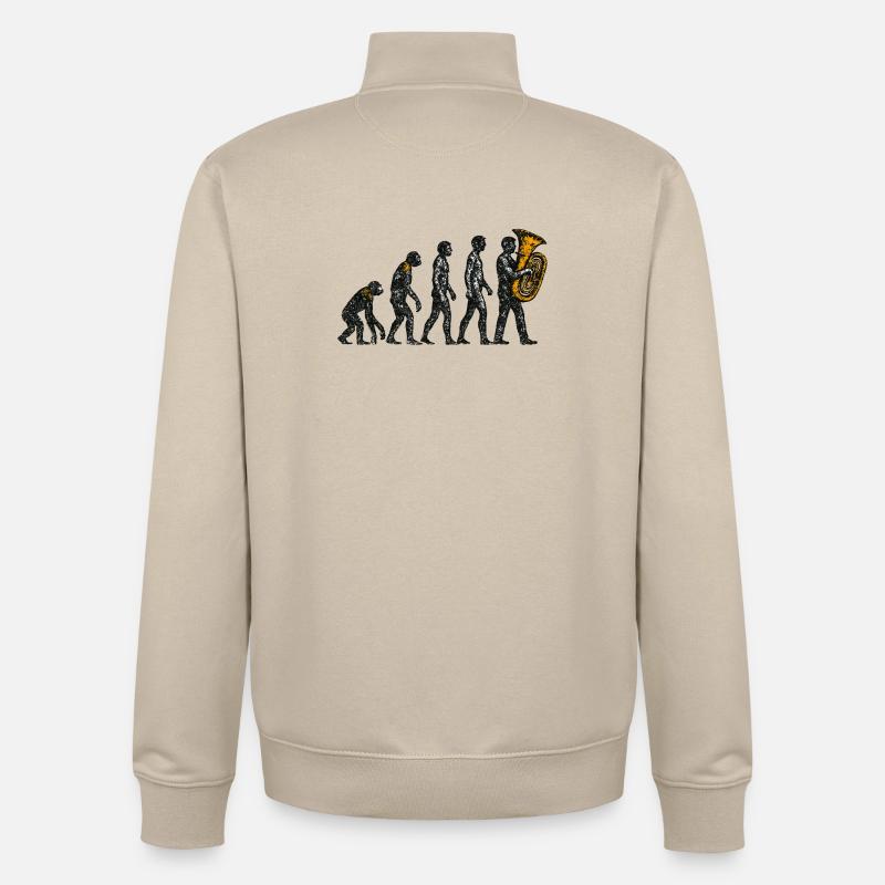 Evolution to Tuba Player Grunge Design - Unisex Organic Zip Sweatshirt by Stanley/Stella - desert dust