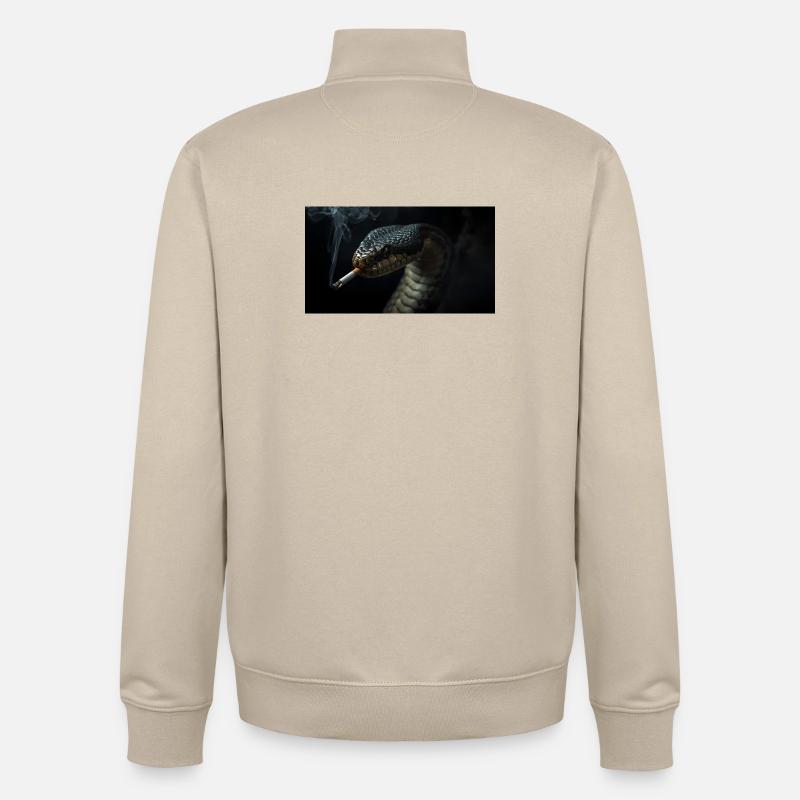  Cobra Schlange mit Zigarette - Unisex Organic Zip Sweatshirt von Stanley/Stella - Cremebeige