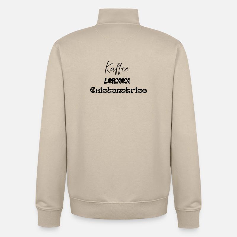 Coffee -> Learning -> Existential Crisis - Unisex Organic Zip Sweatshirt by Stanley/Stella - desert dust