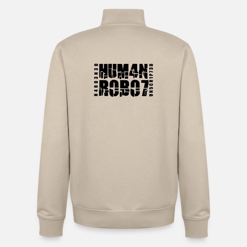 hardened human robot unscripted - Unisex Organic Zip Sweatshirt von Stanley/Stella - Cremebeige
