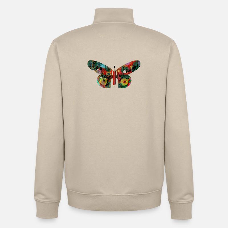 Bunter GraffitiSchmetterling - Unisex Organic Zip Sweatshirt von Stanley/Stella - Cremebeige
