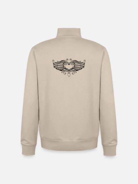 Filigree Tattoo Heart with wings. - Unisex Organic Zip Sweatshirt by Stanley/Stella - desert dust
