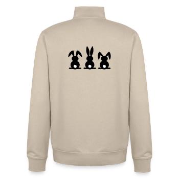 Silhouette de lapin. Joyeuse fête de Pâques ou de Pâques. Oeuf. - Sweat zippé unisexe en coton bio Stanley/Stella - beige crème - Dos - AI Model Male 185 dark (185cm)