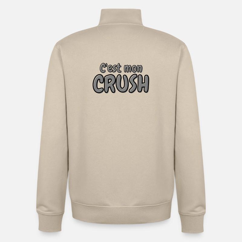 C'est mon crush, crush, béguin - Sweat zippé unisexe en coton bio Stanley/Stella - beige crème