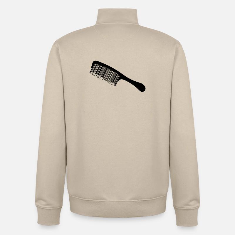 Illustrationskamm mit Barcode - Unisex Organic Zip Sweatshirt von Stanley/Stella - Cremebeige
