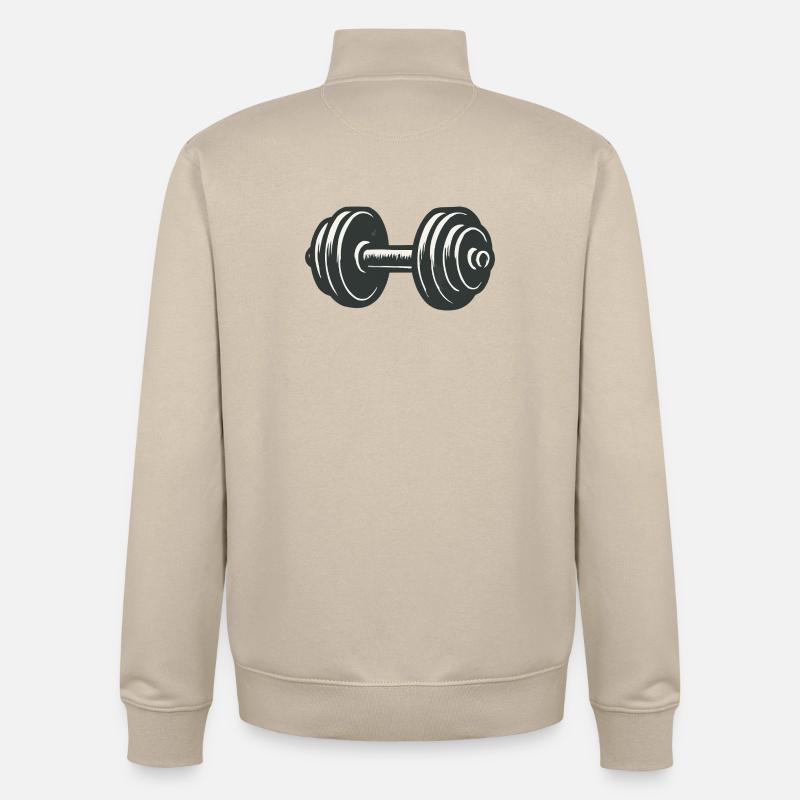 Hantel Kraft Workout Grafik - Unisex Organic Zip Sweatshirt von Stanley/Stella - Cremebeige