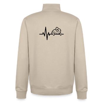 Caméléon dans le battement de cœur – motif lézard - Sweat zippé unisexe en coton bio Stanley/Stella - beige crème - Dos - AI Model Male 185 dark (185cm)