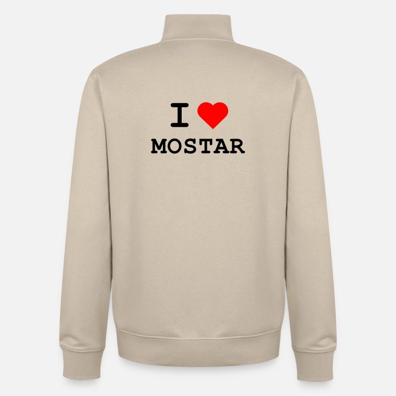 J’adore Mostar - Ich liebe Mostar - Sweat zippé unisexe en coton bio Stanley/Stella - beige crème