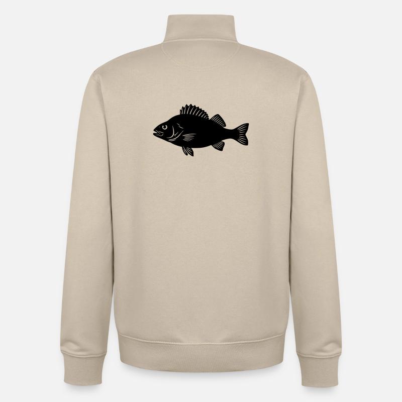 Flussbarsch Silhouette Angler Logo - Unisex Organic Zip Sweatshirt von Stanley/Stella - Cremebeige