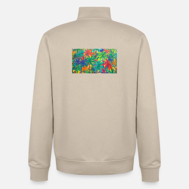 Palm Trees Tropical Pattern - Unisex Organic Zip Sweatshirt by Stanley/Stella - desert dust