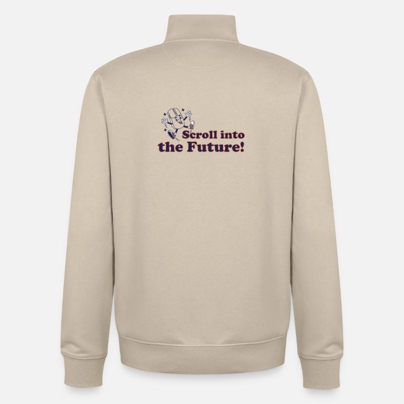Scroll into the future! - Unisex Organic Zip Sweatshirt by Stanley/Stella - desert dust