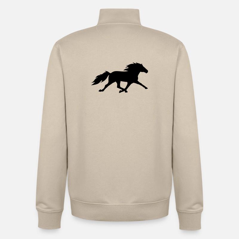Cheval islandais dans le pass de course - Sweat zippé unisexe en coton bio Stanley/Stella - beige crème