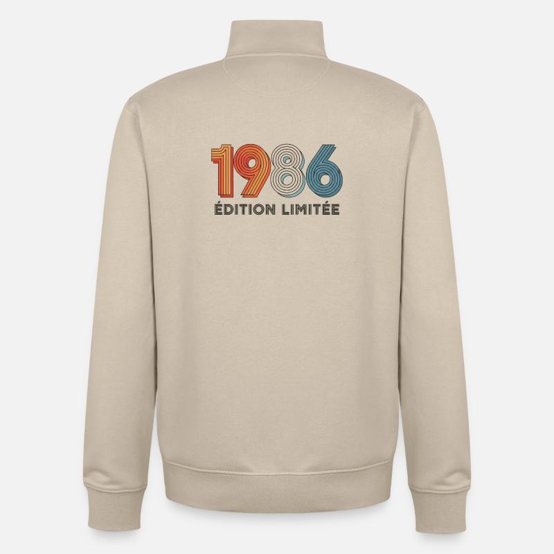 1986 Édition Limitée 40 Ans Anniversaire - Sweat zippé unisexe en coton bio Stanley/Stella - beige crème