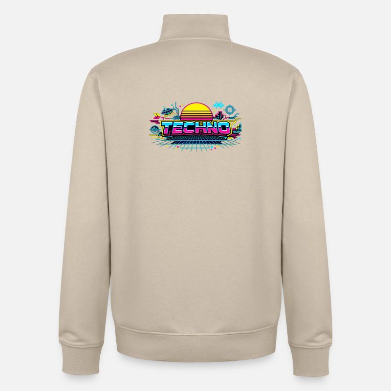 Neon Techno Horizont - Unisex Organic Zip Sweatshirt von Stanley/Stella - Cremebeige