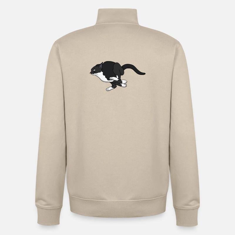Chat Noir du Saut de Minuit - Sweat zippé unisexe en coton bio Stanley/Stella - beige crème