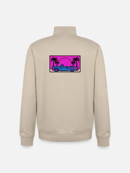 Retro 80s Car Logo - Unisex Organic Zip Sweatshirt by Stanley/Stella - desert dust
