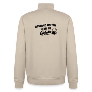 Beer in danger - Unisex Organic Zip Sweatshirt by Stanley/Stella - desert dust - Back - AI Model Male 185 dark (185cm)