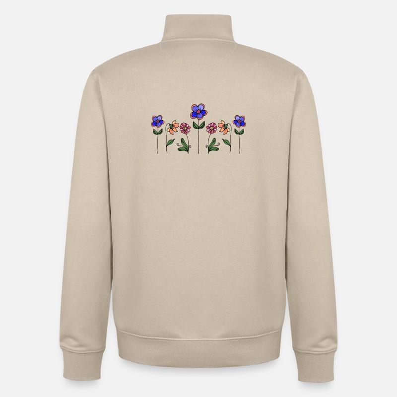 Fleur - Sweat zippé unisexe en coton bio Stanley/Stella - beige crème