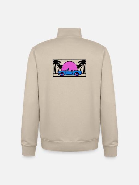 Convertible Palm Trees Sunset Graphic - Unisex Organic Zip Sweatshirt by Stanley/Stella - desert dust