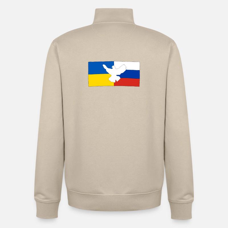 Paix pour l’Ukraine et la Russie - Sweat zippé unisexe en coton bio Stanley/Stella - beige crème