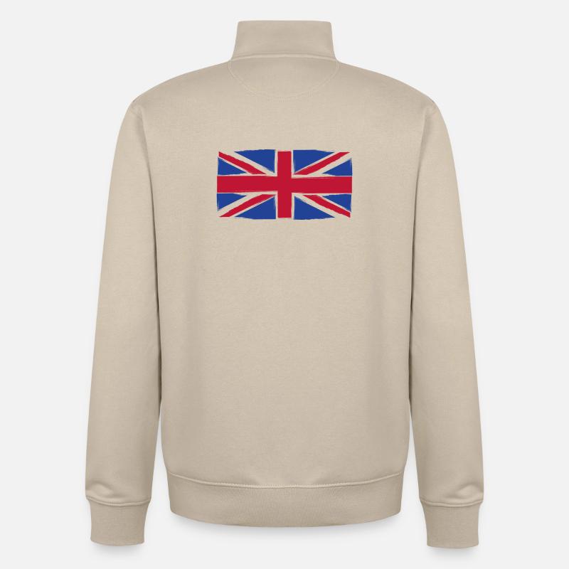 Art du drapeau Grunge Union Jack - Sweat zippé unisexe en coton bio Stanley/Stella - beige crème