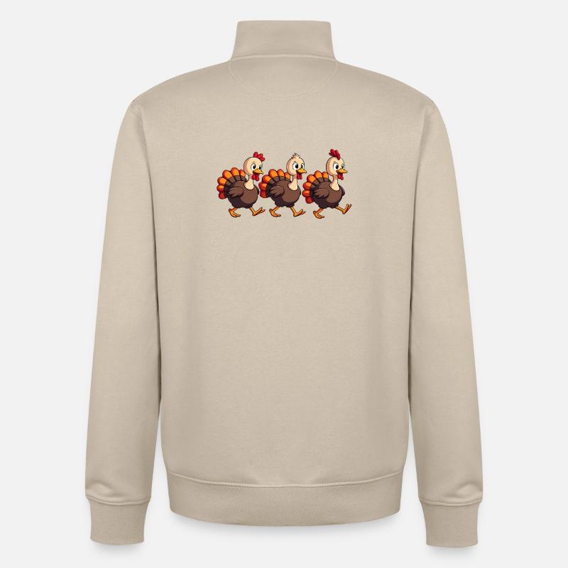 Bébé dinde de Thanksgiving - Sweat zippé unisexe en coton bio Stanley/Stella - beige crème