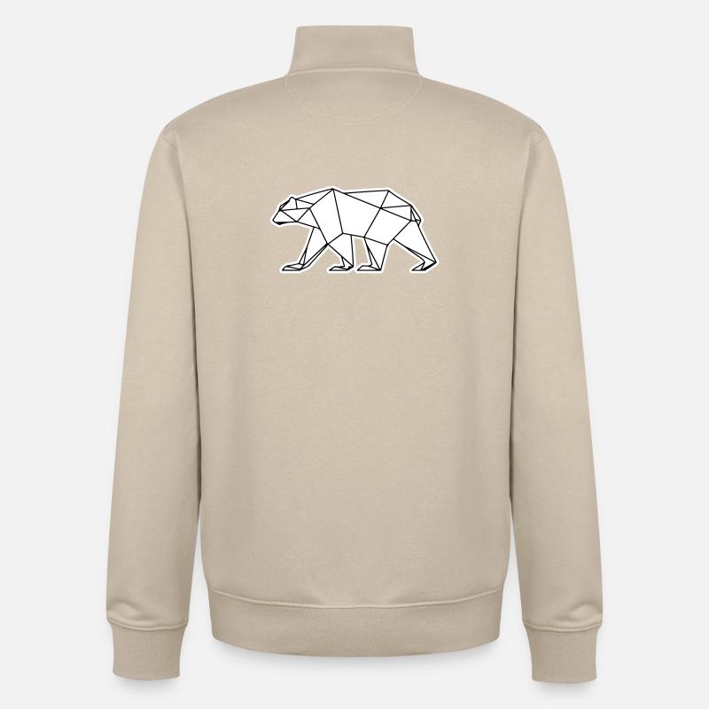 Icône polygonale de l’ours polaire - Sweat zippé unisexe en coton bio Stanley/Stella - beige crème