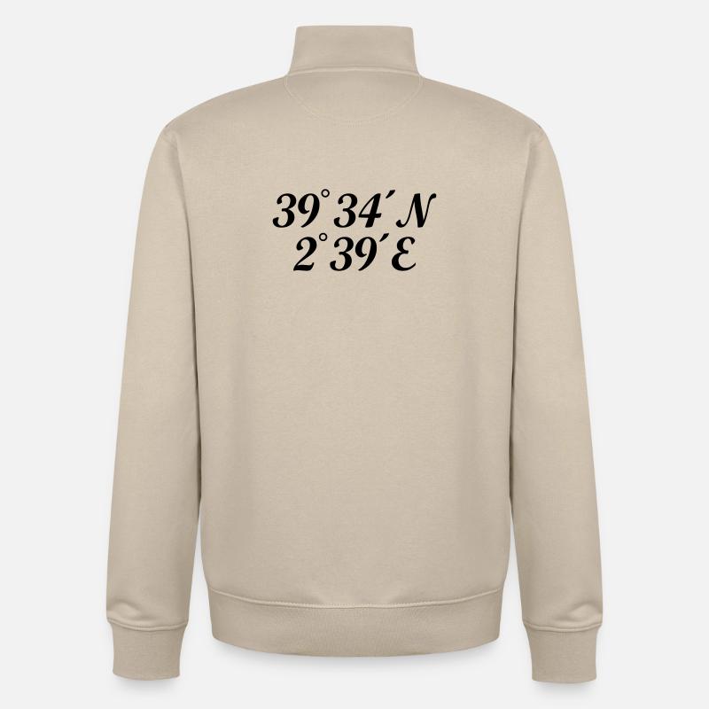 Coordonnées Palma de Majorque - Sweat zippé unisexe en coton bio Stanley/Stella - beige crème