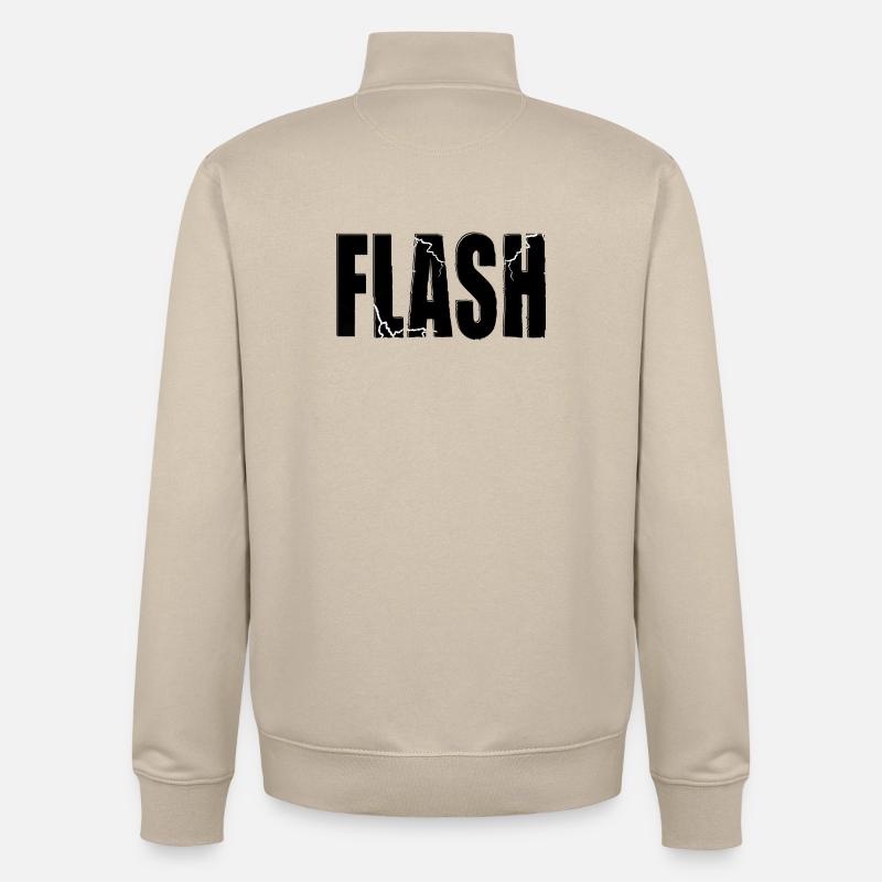 FLASH CLAIM avec flash - Sweat zippé unisexe en coton bio Stanley/Stella - beige crème