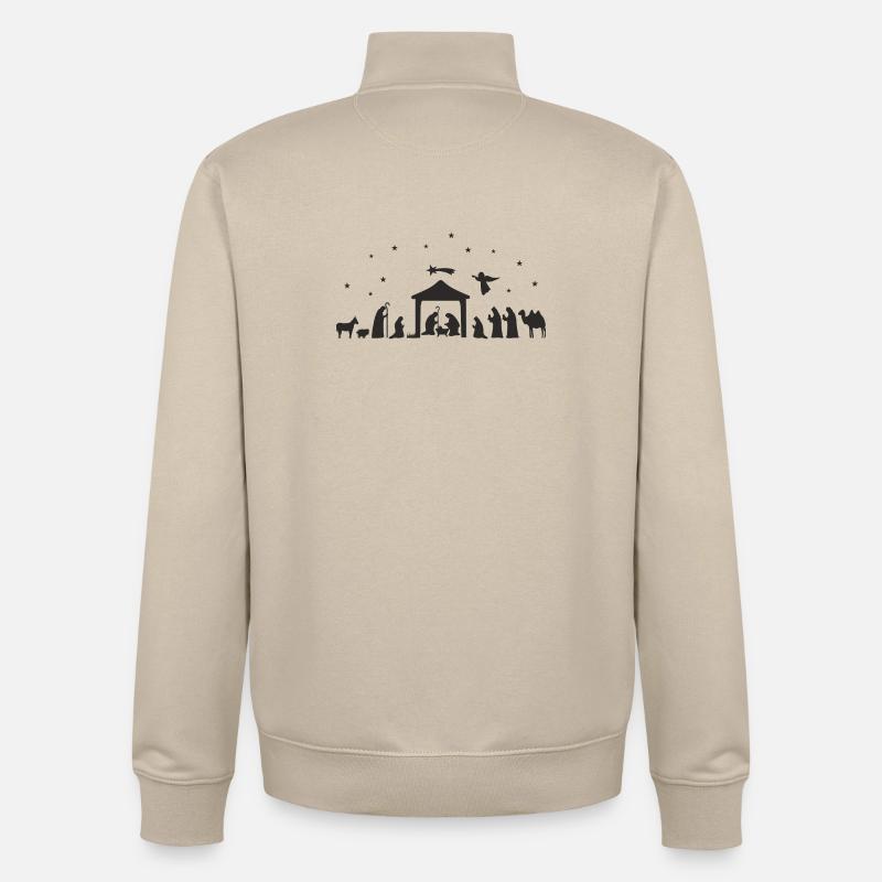 Weihnachtskrippe Silhouette Krippenszene - Unisex Organic Zip Sweatshirt von Stanley/Stella - Cremebeige