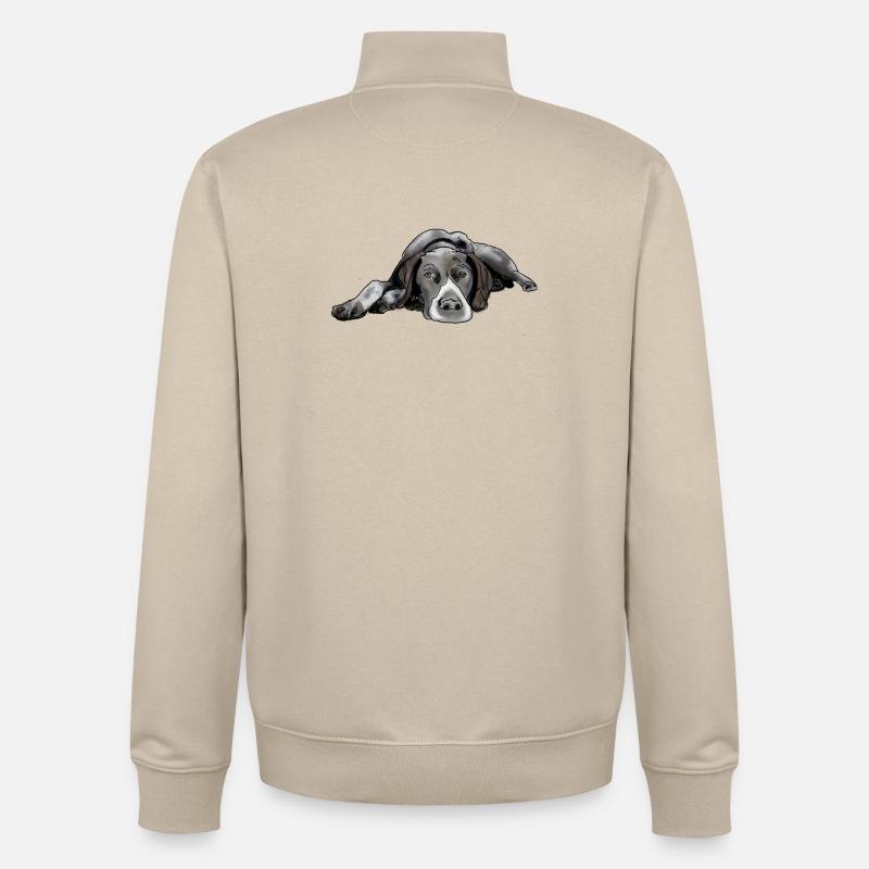 Pointer Deutsch Kurzhaar - Unisex Organic Zip Sweatshirt von Stanley/Stella - Cremebeige