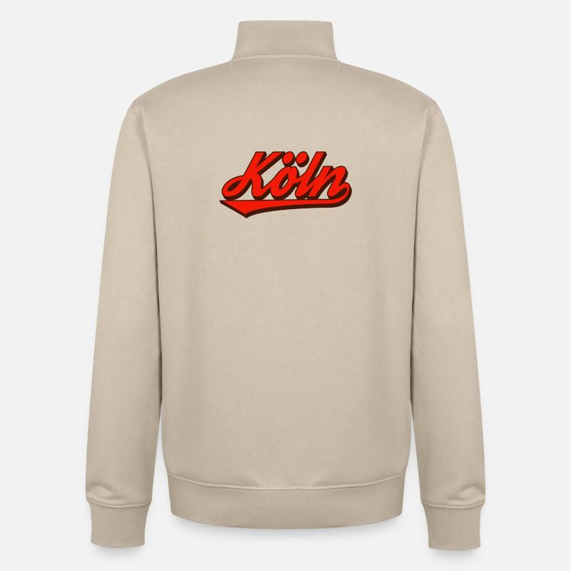 Köln Retro Script Logo Rot - Unisex Organic Zip Sweatshirt von Stanley/Stella - Cremebeige