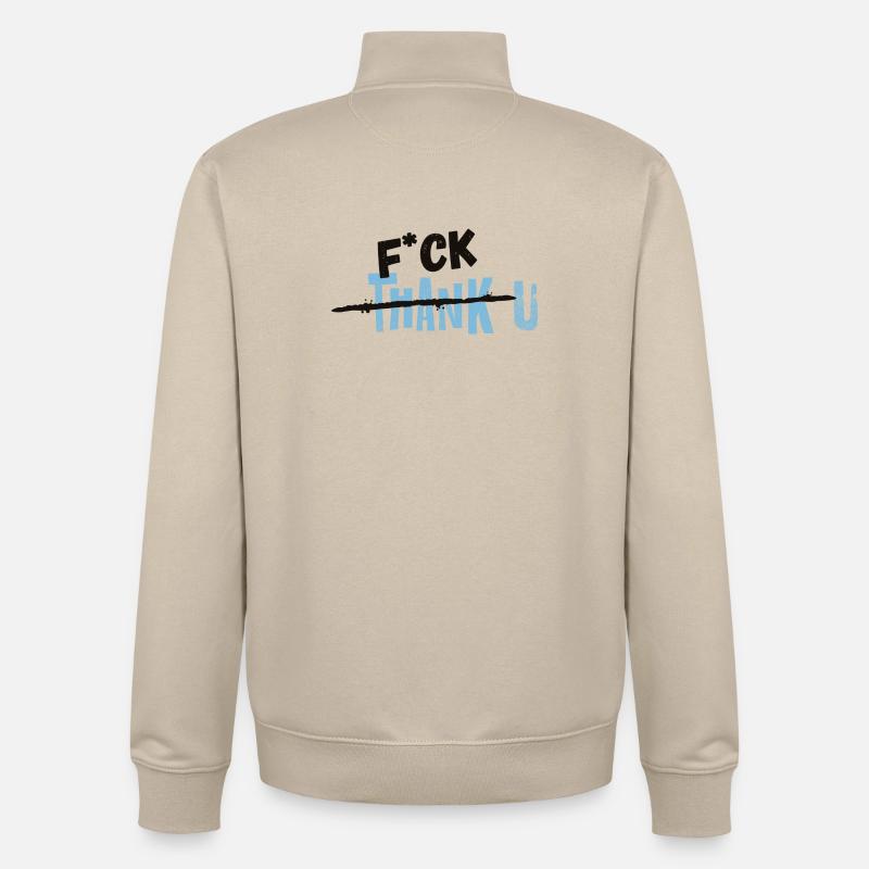 F*CK THANK U Blau Statement - Unisex Organic Zip Sweatshirt von Stanley/Stella - Cremebeige