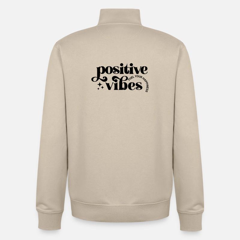 Les ondes positives alimentent le bonheur - Sweat zippé unisexe en coton bio Stanley/Stella - beige crème