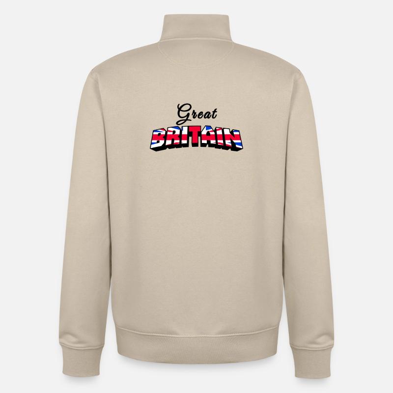 Great Britain Union Jack Pride Graphic Tee - Unisex Organic Zip Sweatshirt by Stanley/Stella - desert dust